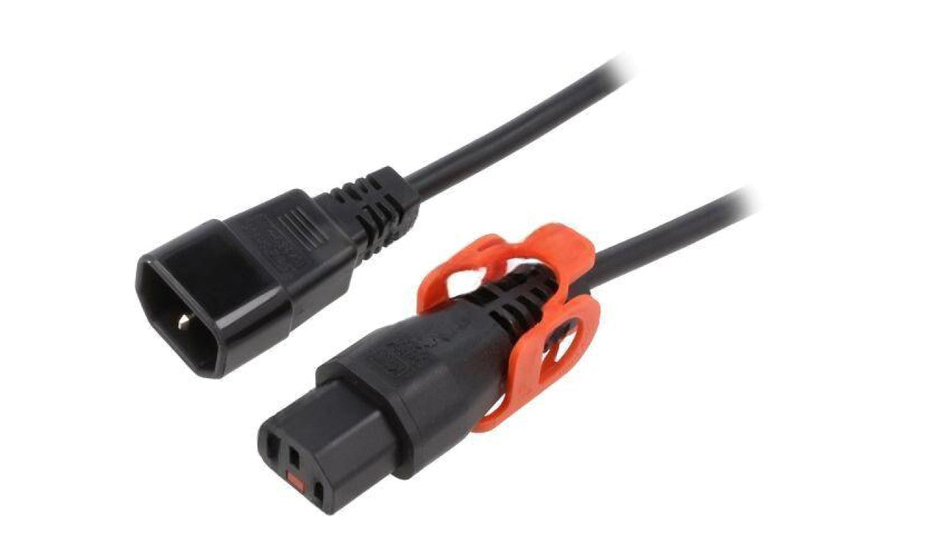 Kabel IEC C13 żeński, IEC C14 męski 3m z blokadą IEC LOCK+ IL13P-C14-H05-3100-300