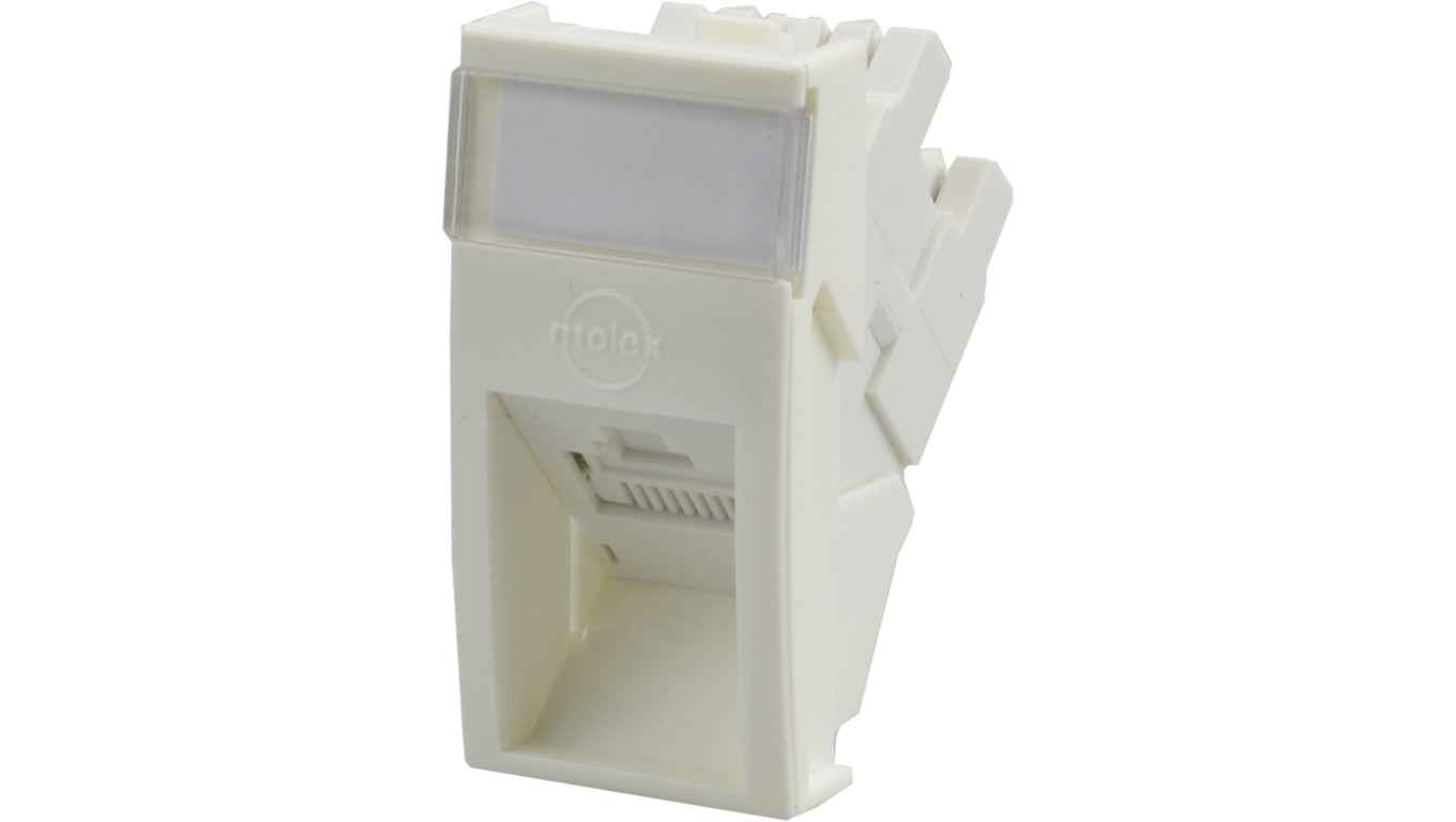 Gniazdo internetowe 1x RJ45 UTP kat.6 nieekranowane moduł 1M 22,5x45 biały Molex