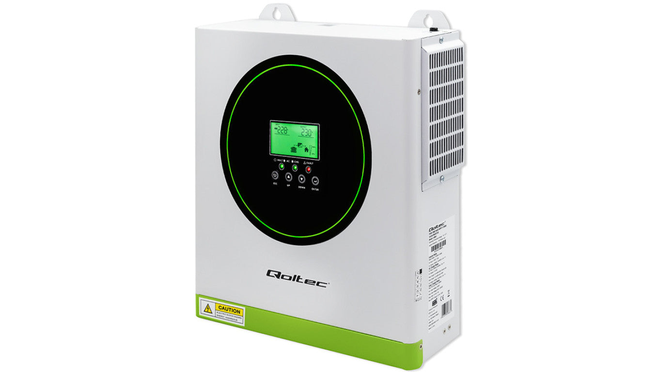 Qoltec Hybrydowy inwerter solarny Off-Grid 1500W 100A 12V AGM GEL MPPT Sinus Opcja Wi-Fi Power Factor 1.0