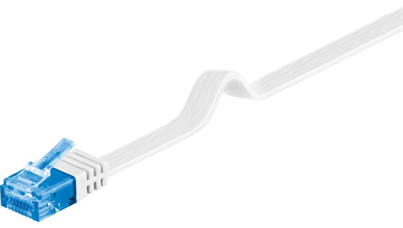 CAT 6A Płaska Kabel połączeniowy,U/UTP, Biały - Długość kabla 15 m