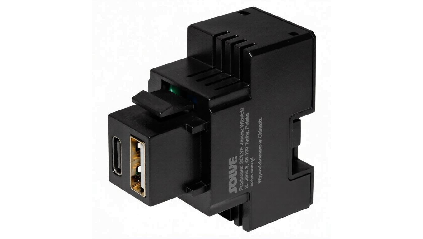 Moduł keystone Ładowarka USB-A + USB-C 5V/3A czarna Quick Charge