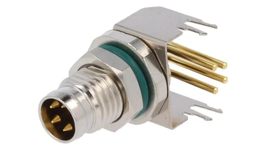 Złącze M8 męski 4-PIN kątowe 90 gniazdo 4A IP68 30V metal M8S-04PMMR-SF8001