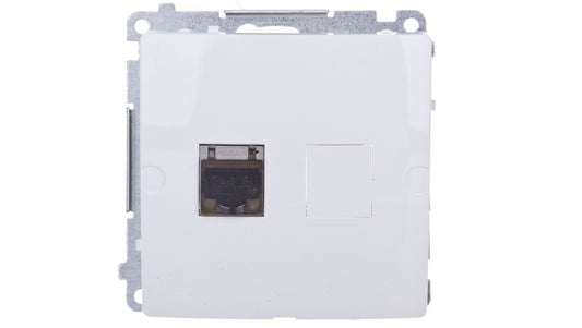 Simon Basic Gniazdo komputerowe pojedyncze RJ45 kat.6 ekranowane z przesłoną białe BM61E.01/11