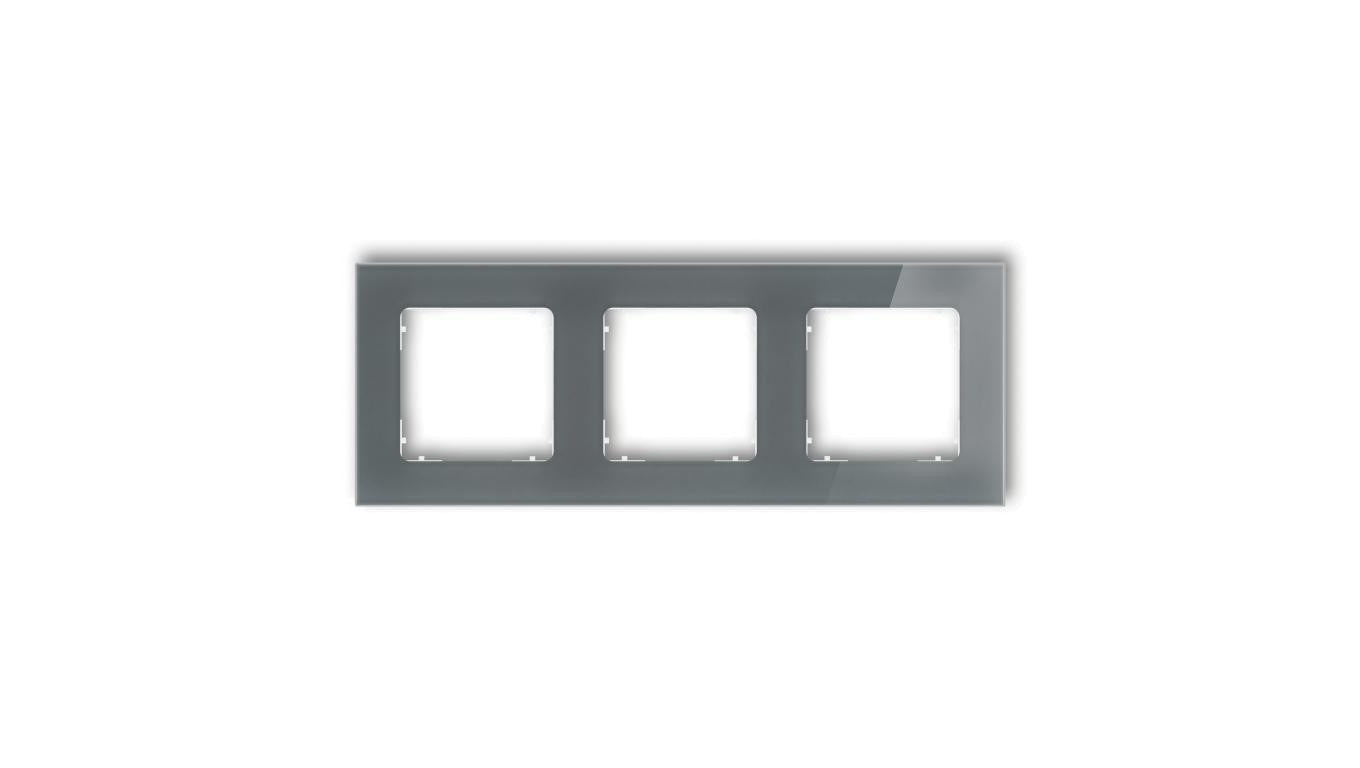 ICON Ramka uniwersalna potrójna kwadratowa - efekt szkła (ramka: grafitowa spód: biały) 28-0-IRSK-3