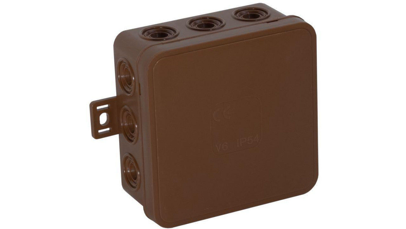 Puszka natynkowa pusta 12 wlotów VIPLAST V6 klik BRĄZOWA IP54 85x85x41mm 036-02