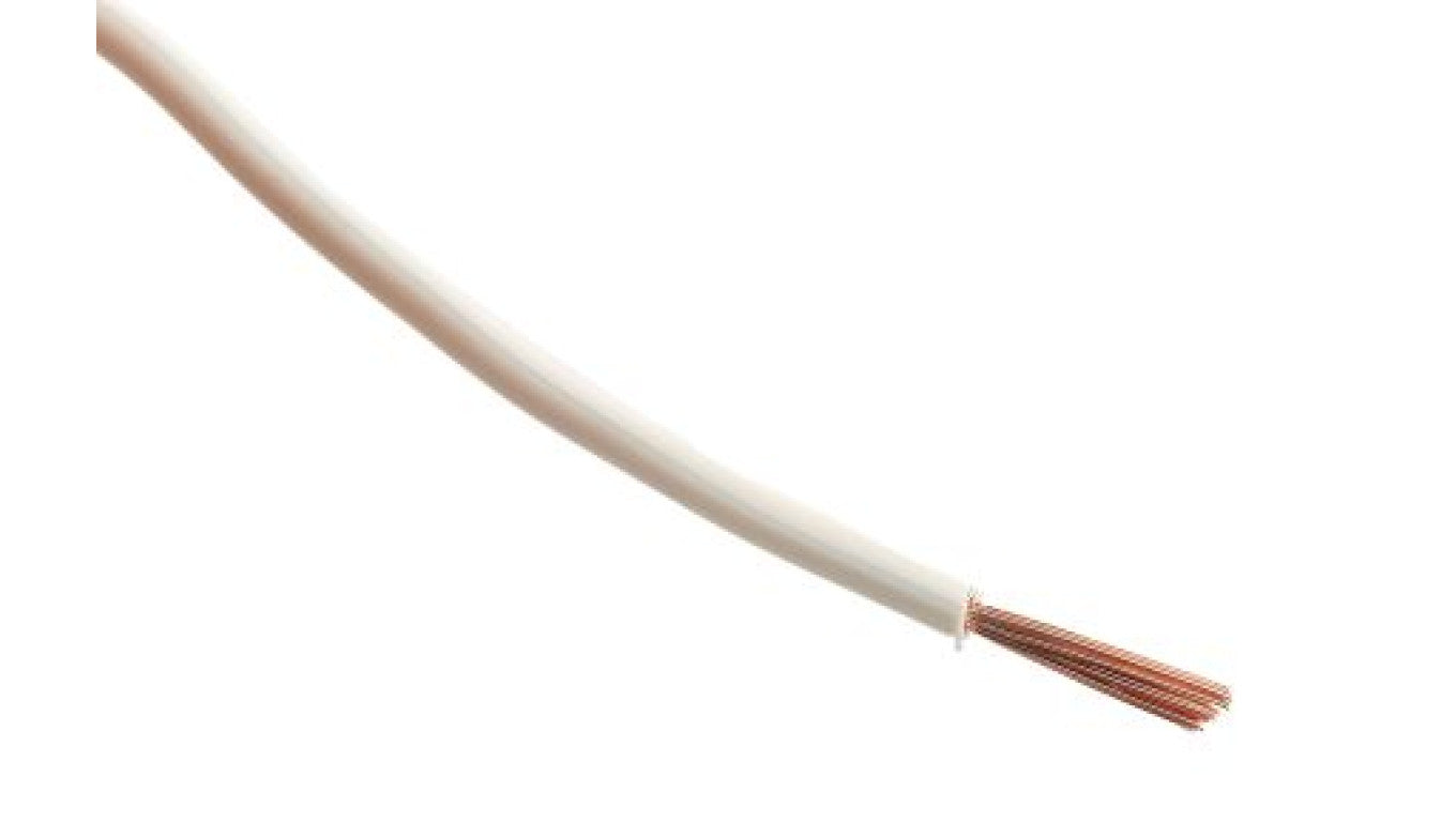 Przewód jednożyłowy linkowy, 2491X, 1,5 mm², 30/0,25 mm, 15 AWG, PVC, 750 V, Biały, dł. 100m, RS PRO