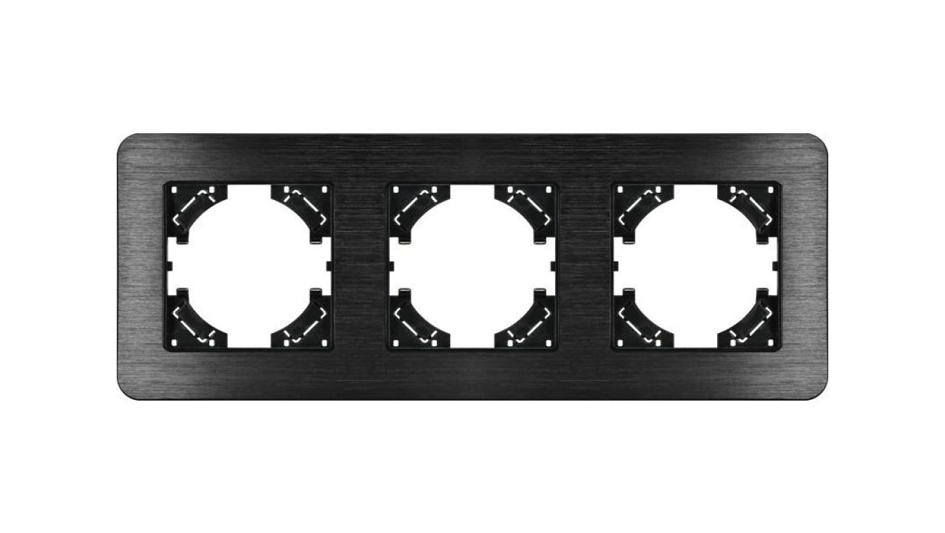 Ramka potrójna MODERN-Q, czarne aluminium szczotkowane (linia Alu Touch)
