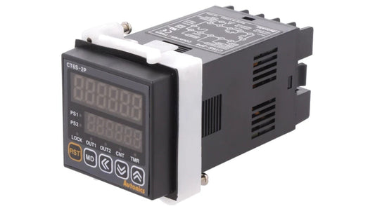 Licznik elektroniczny z wyświetlaczem LED x2, czas/impulsy, OUT:SPST, IN:NPN,PNP CT6S-2P4