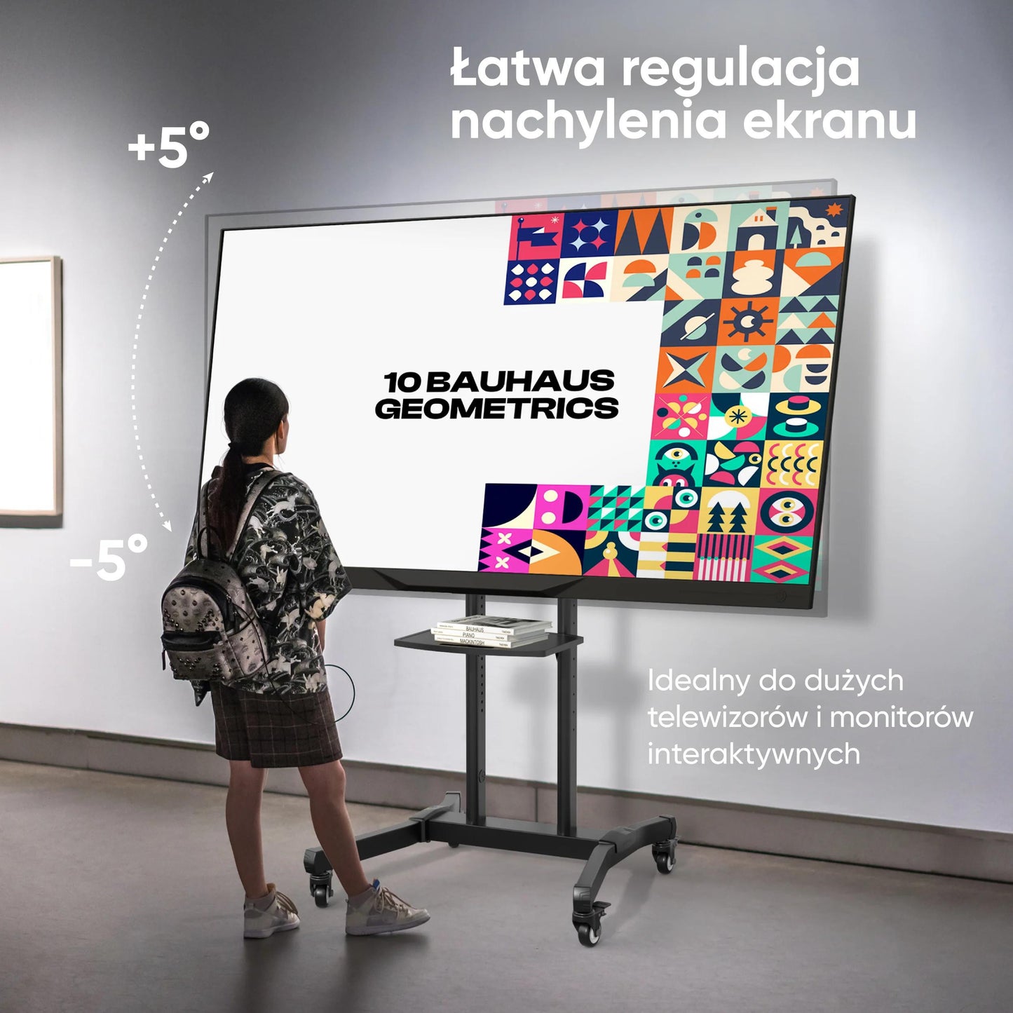 Mobilny stojak do TV 50"-90" do 90 kg ONKRON TS1891 Czarny