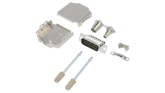 D-Sub męskie proste zacisk śrubowy na przewód 11,5mm -PIN 15 L17DPPK15-M+L717DA15PST