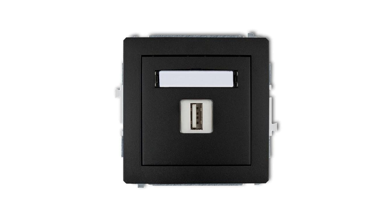 DECO Mechanizm gnizado USB pojedyncze, 5V, 1A do ramki czarne 12DGUSB-1