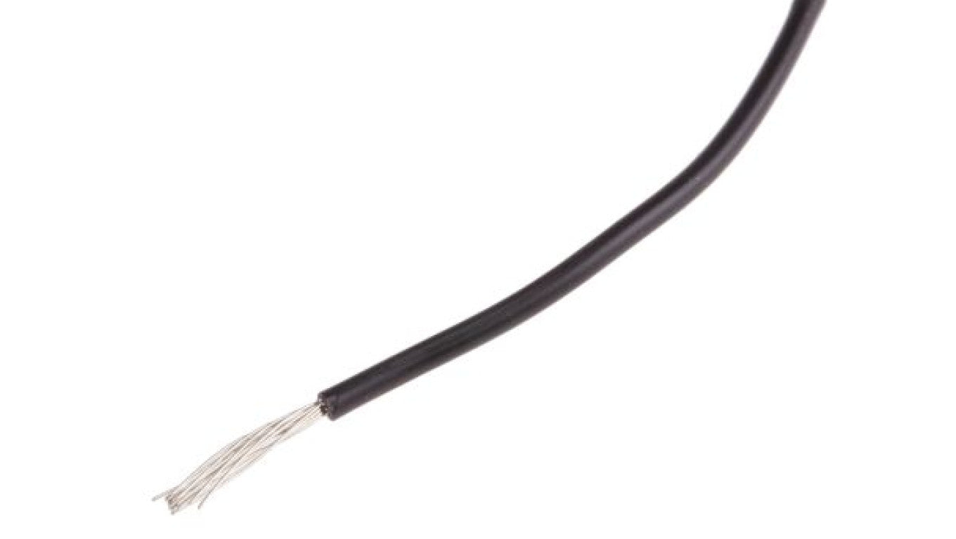 Przewód o podwyższonej odporności PVC Czarny, 100m 0,6 mm² 19/0,2 mm, 250 V, -40 → +105C, Ø 1.9mm, RS PRO