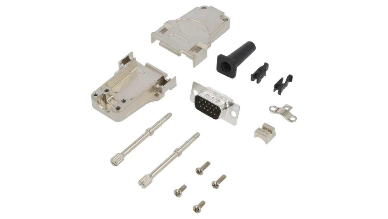 Męskie proste lutowanie na przewód D-Sub HD UNC 4-40 -PIN 15 L17DTZF09-LJS-RG+L717HDE15P