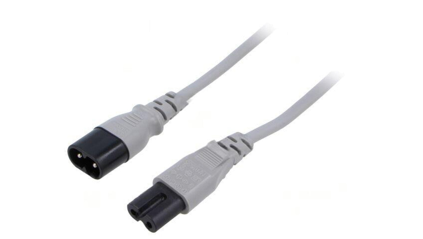Kabel: 2x0,75mm2, IEC C7 żeński,IEC C8 męski, 1,8m LT503+538 H03VVH2-F 2X0.75 1.8M GRY