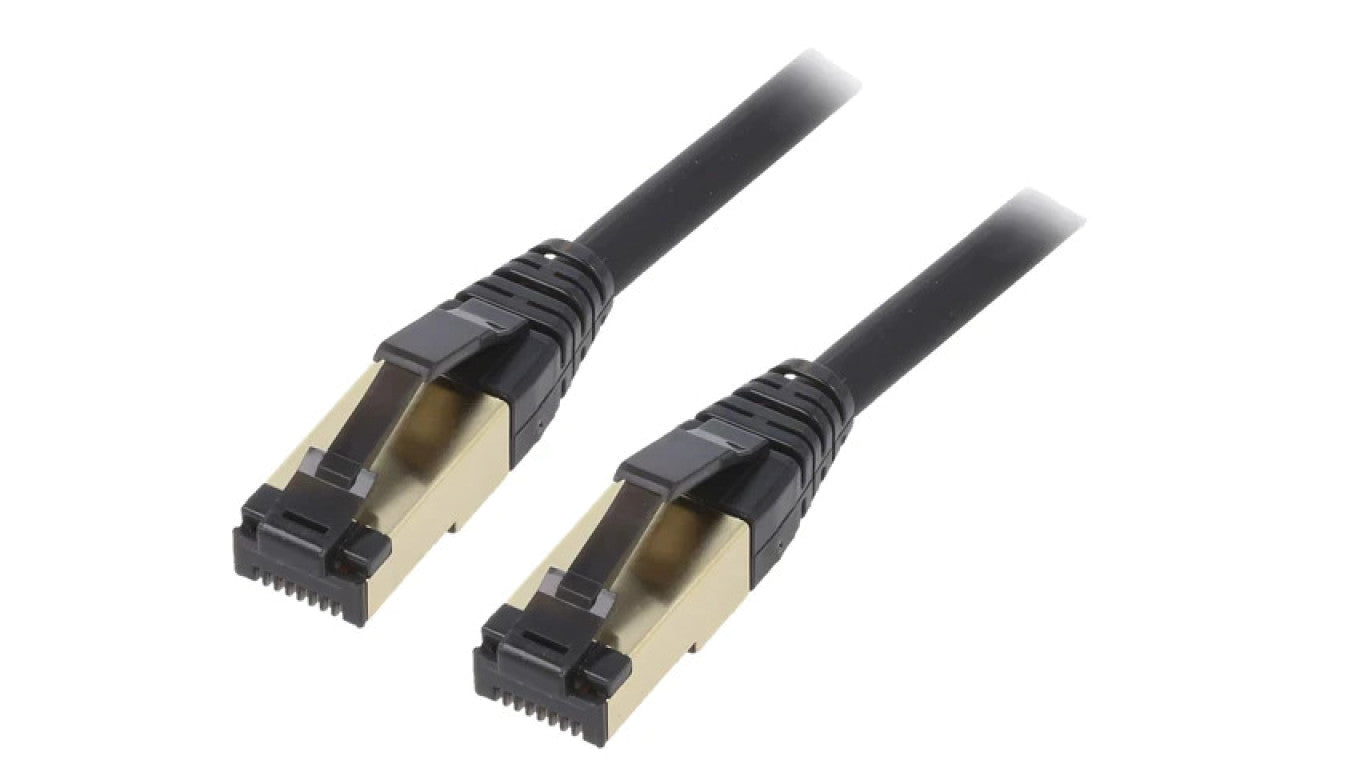 Patch cord S/FTP Cat 8 linka Cu LSZH czarny 5m 27AWG PP8-LSZHCU-BK-5M