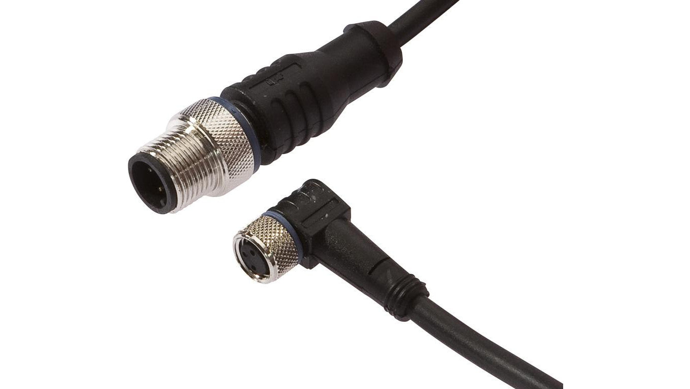 Kabel połączeniowy, 5 m, gniazdo M8 3-stykowe kątowe, wtyczka M12 3-stykowa prosta, PUR (poliuretan), 60 V VK500F80