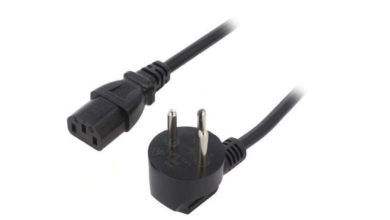Kabel: 3x0,75mm2, IEC C13 żeński,IS1-16P (H) wtyk kątowy LT-605+501 H05VV-F 3X0.75 BLK 1M