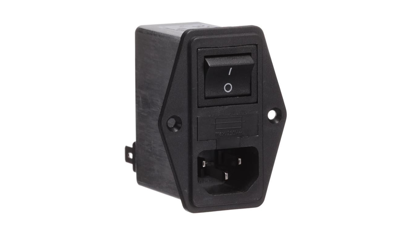 Złącze zasilające AC męskie 6A 250VAC C14 (E) 450uH FN283-6-06