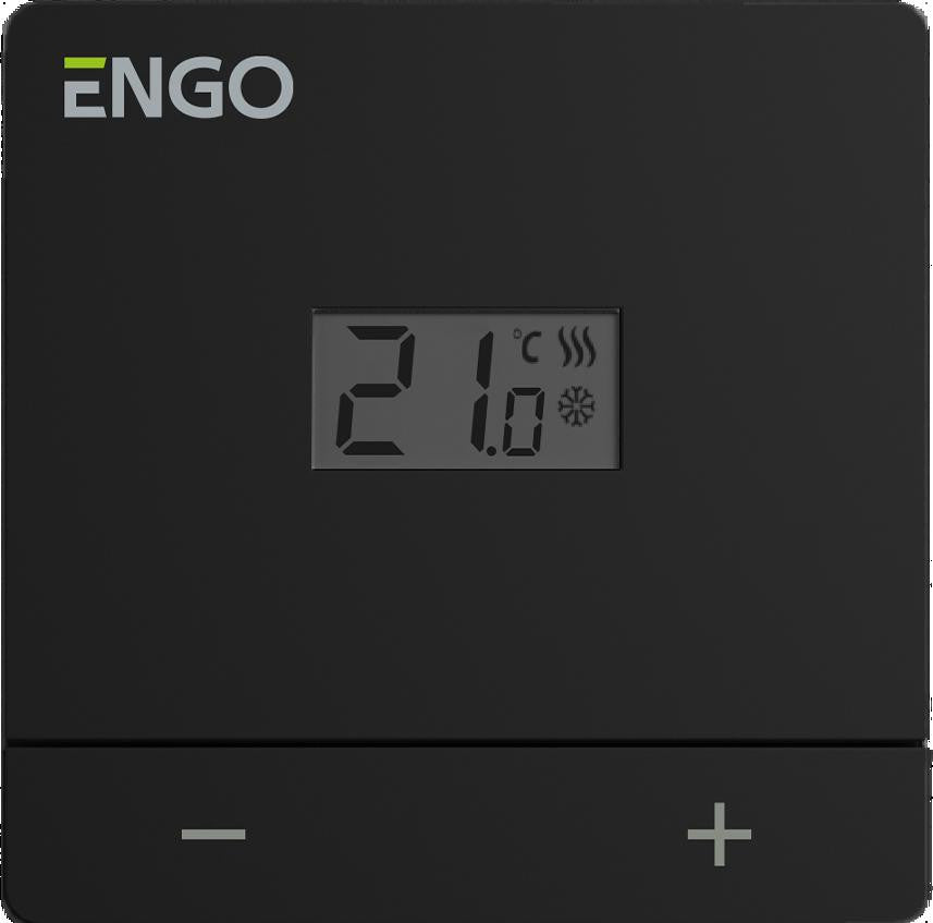 ENGO Controls EASY-24B - Przewodowy, natynkowy regulator temperatury, 24V, czarny