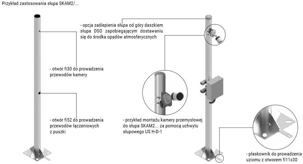Słup ATS SKAM2/4 pod montaż kamer CCTV