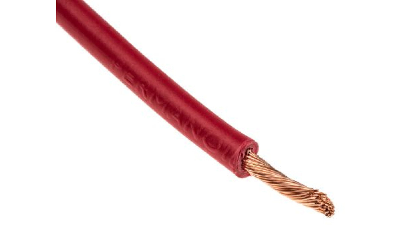 Przewód jednożyłowy linkowy, 2491X, 2,5 mm², 50/0,25 mm, 13 AWG, PVC, 750 V, Czerwony, dł. 100m, RS PRO