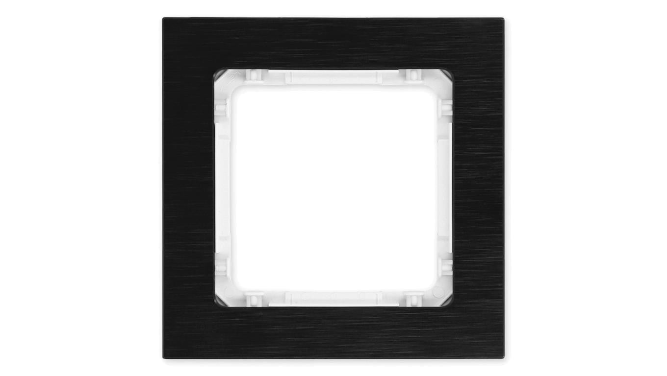 DECO Ramka uniwersalna pojedyncza - aluminium szczotkowane (ramka: czarna spód: biały) 12-0-DRA-1