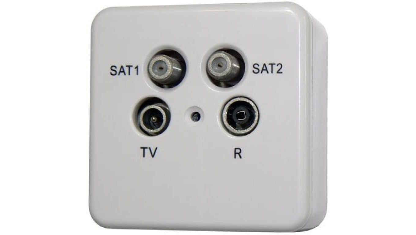 Gniazdo RTV/SAT podwójne, radio, telewizja, 2x satelita, natynkowe