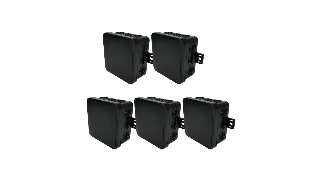Puszka hermetyczna natynkowa elastyczna 85x85x41mm 12-wlotowa, zamknięcie na klik IP54 czarna EDO 5 szt.
