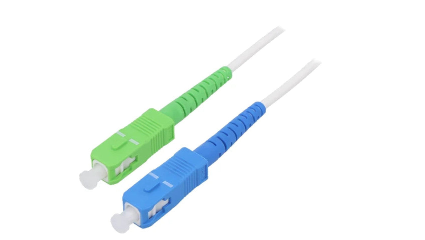 SCA-SCU/OS2-250WH Patch cord światłowodowy OS2 SC/APC,SC/UPC 25m LSZH biały