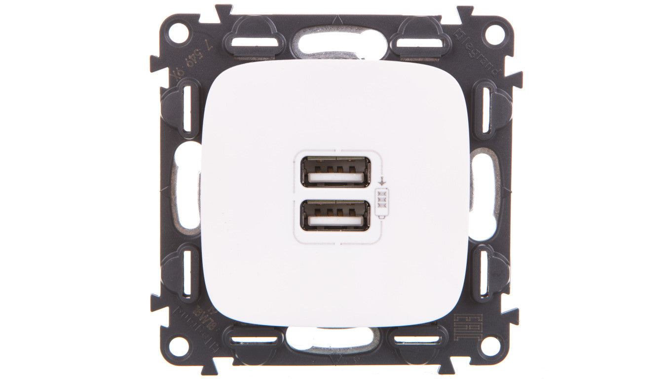 VALENA ALLURE Gniazdo ładowania usb podwójne białe 754995