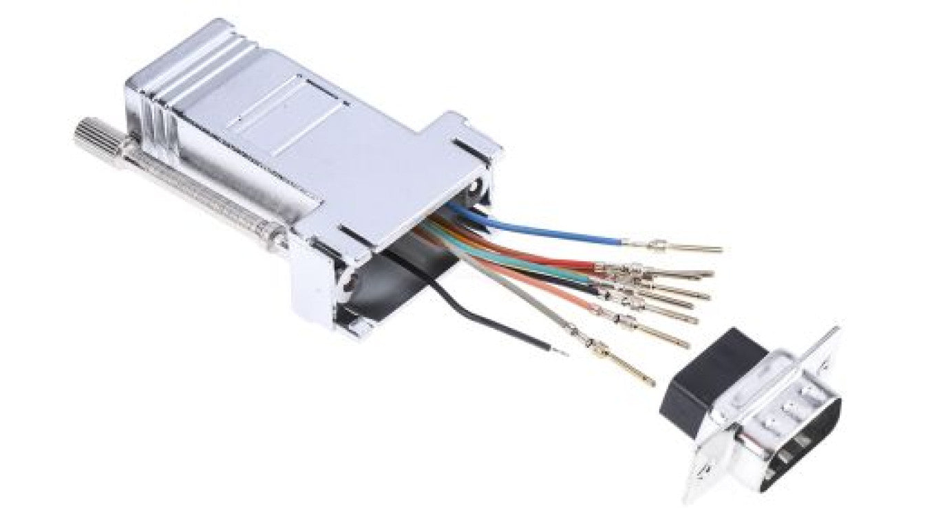 Adapter do złączy RJ, Ekranowane, 9-stykowa wtyczka D-sub/gniazdo RJ45