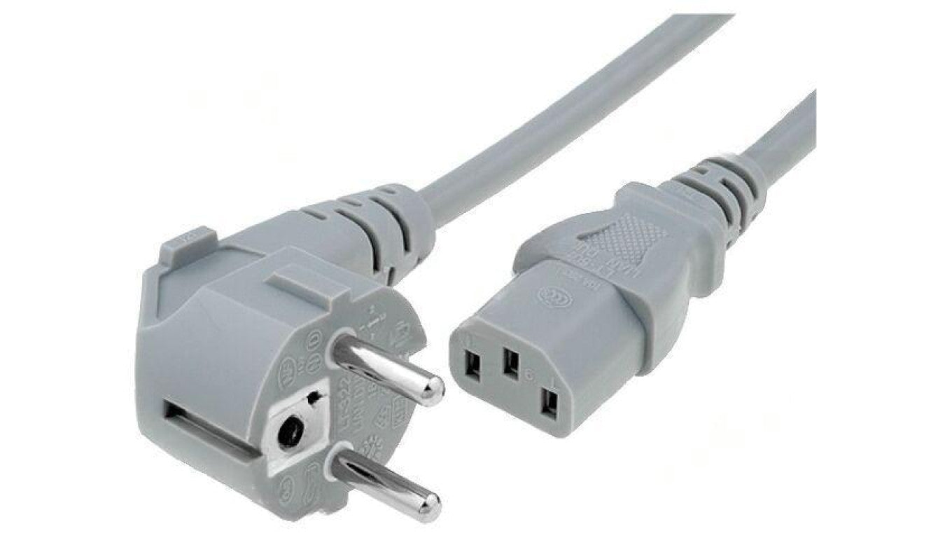 Kabel: 3x1mm2, CEE 7/7 (E/F) wtyk kątowy,IEC C13 żeński, 3m LT322+501 H05VV-F 3X1.0 3.0M GRY