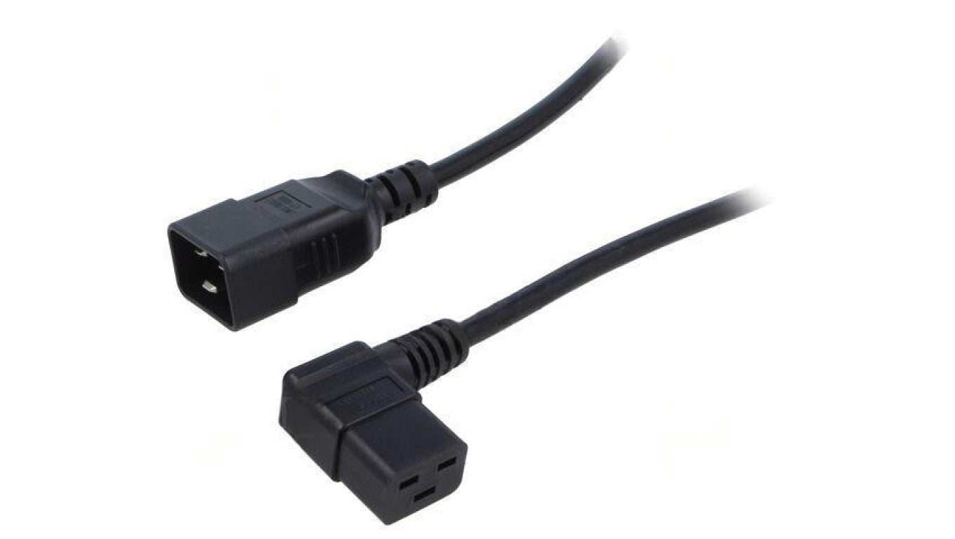 Kabel: 3x1,5mm2, IEC C19 żeński kątowy,IEC C20 męski, 5m LT-549R+550 H05VV-F 3X1.5 5M BLK