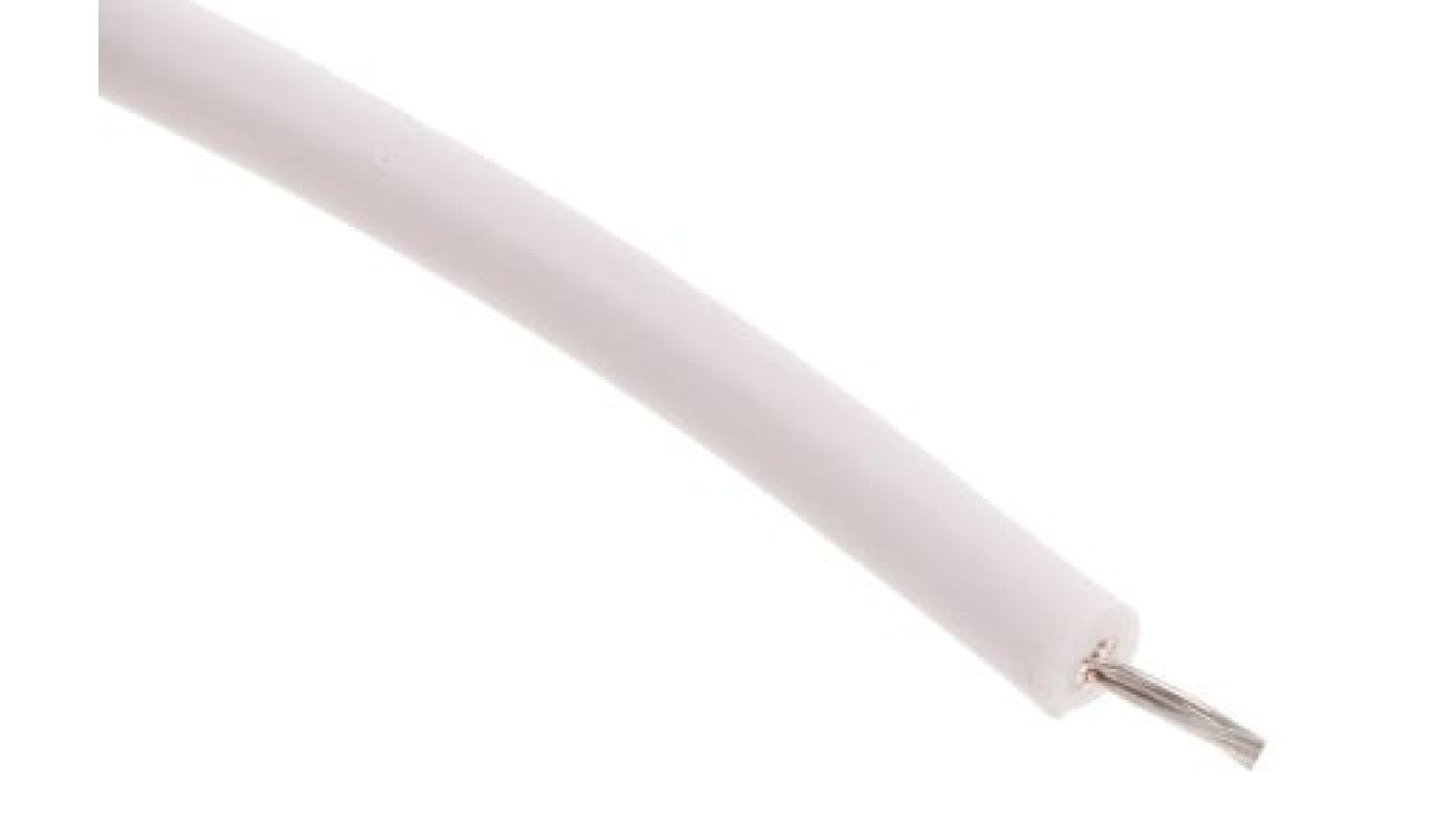Przewód o podwyższonej odporności ETFE Biały, 100m 37/0,25 mm, 600 V, -75 → +150C, Ø 2.46mm, RS PRO