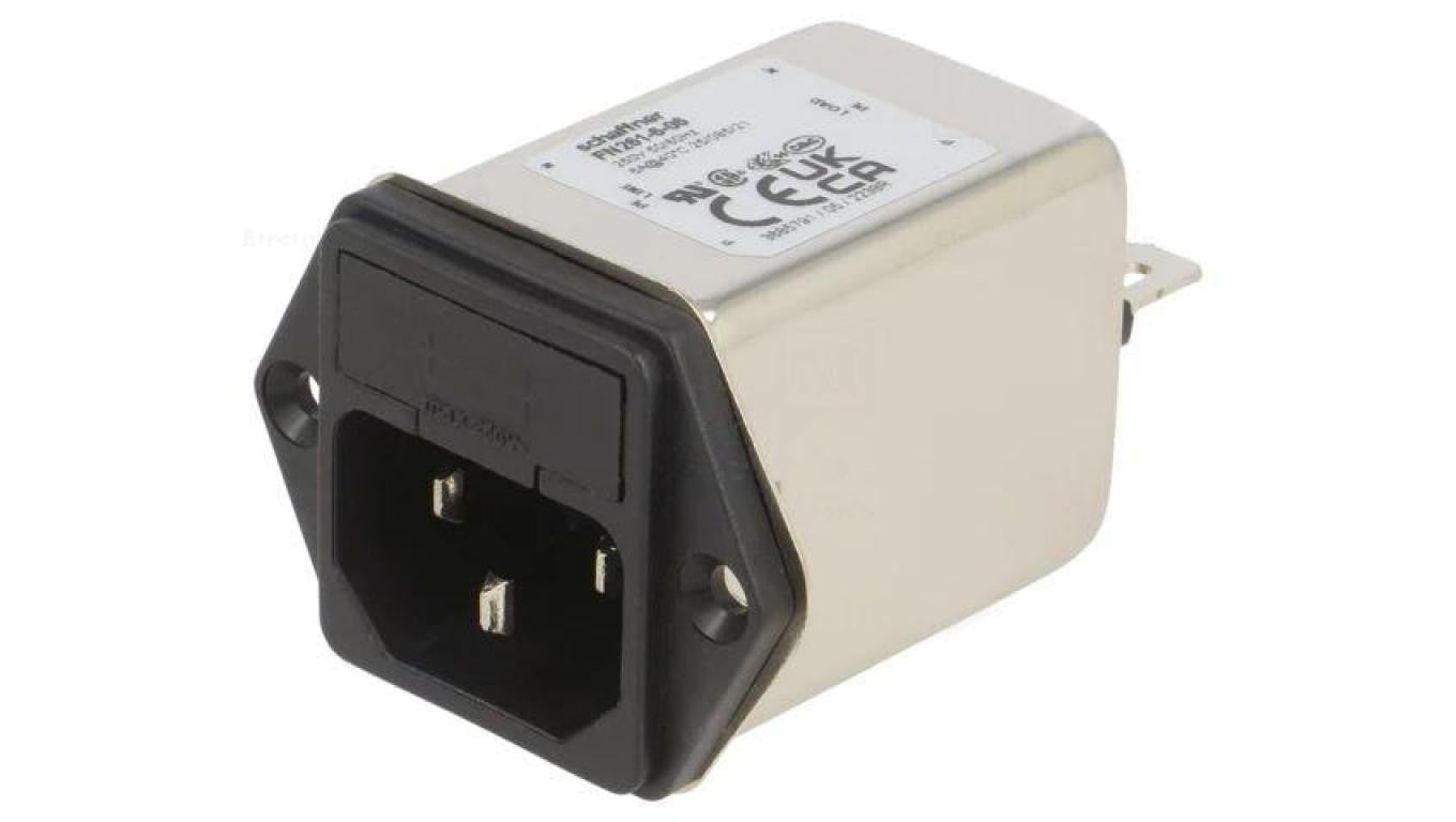 Złącze zasilające AC męskie 6A 250VAC C14 (E) 300uH FN9260-6-06