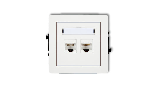 DECO Mechanizm gniazda komputerowego podwójnego 2xRJ45, kat. 5e, 8-stykowy, biały mat 25DGK-2