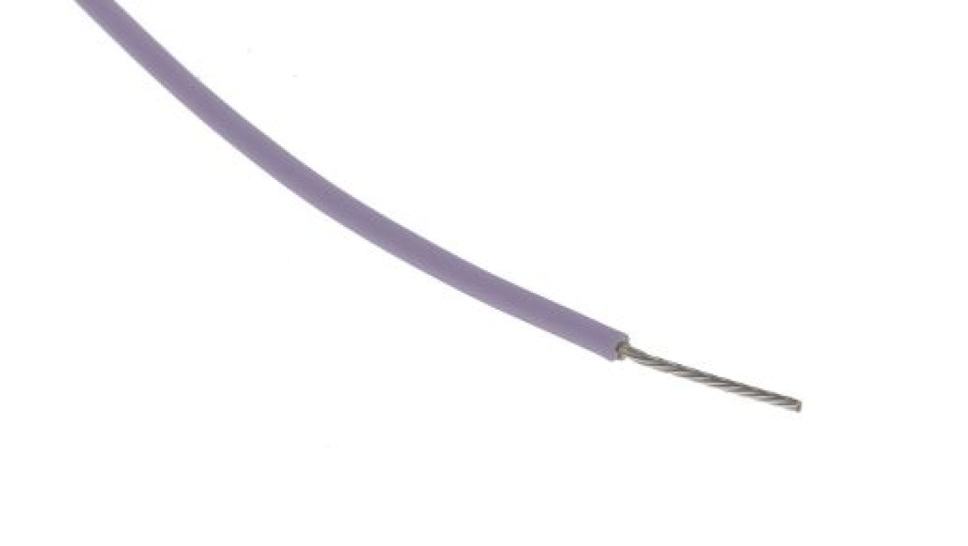 Przewód do urządzeń PTFE PTFE Fioletowy, 100m 0,12 mm² 7/0,15 mm, 300 V, -75 → +200C, Ø 0.8mm, RS PRO BS3G210