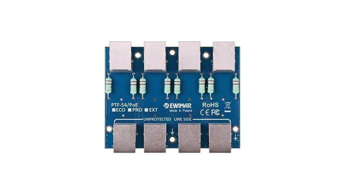 Moduł ochronnika przeciwprzepięciowego LAN / IP CCTV serii PRO, PTF-54-PRO/PoE