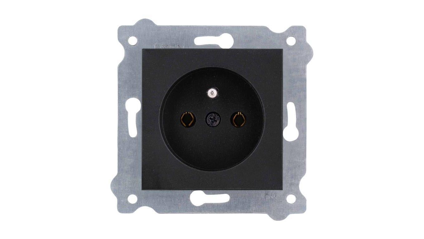 Gniazdo z uziemieniem 250V 16A Czarny Metalik 241/14E