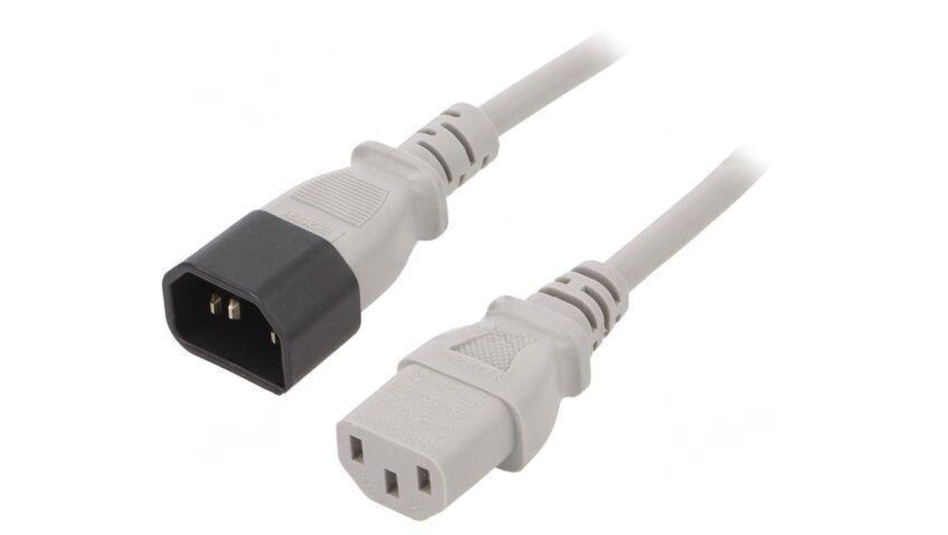 Kabel: 3x0,75mm2, IEC C13 żeński,IEC C14 męski, 0,5m LT-602+501 H05VV-F 0.75/3C GRY 0.5M