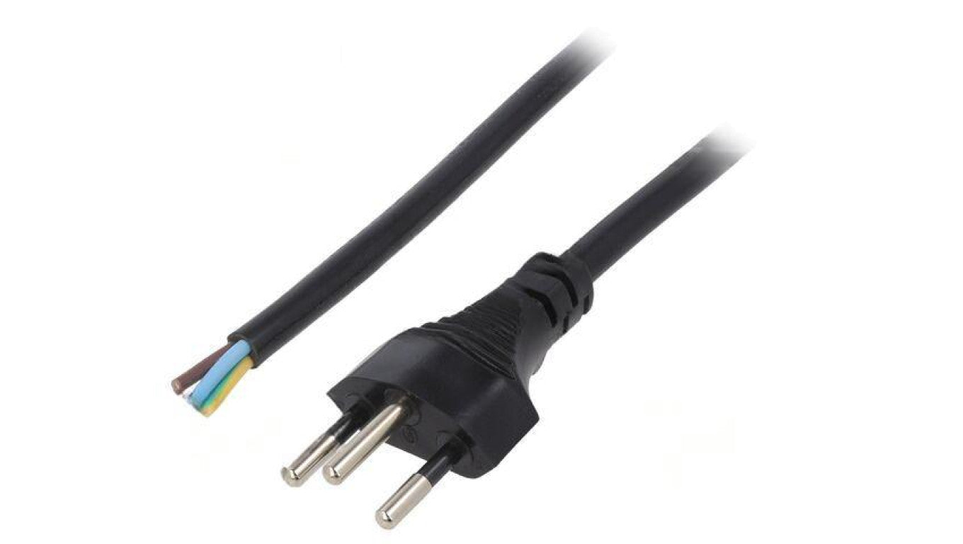 Kabel: 3x1mm2, przewody,SEV-1011 (J) wtyk, 3m, 10A LT-313 H05VV-F 3X1.0 BLK 3M END CUT