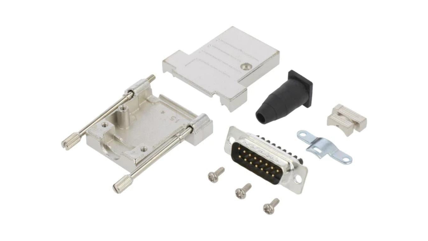 D-Sub -PIN 15 męskie proste zacisk śrubowy na przewód 11,5mm L17DTSL15-RG-LJS-T+L717DA15PST