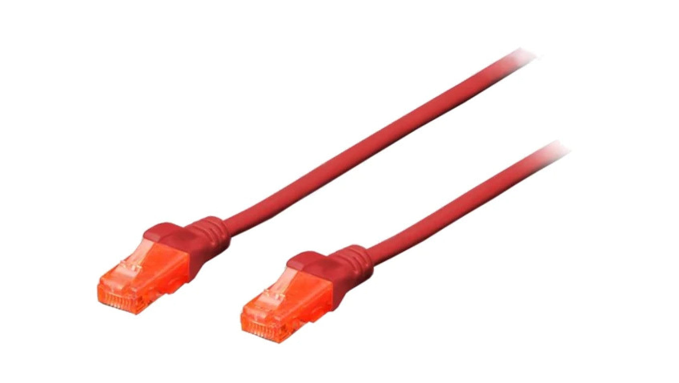 Patch cord U/UTP 5e linka CCA PVC czerwony 30m 26AWG DK-1512-300/R