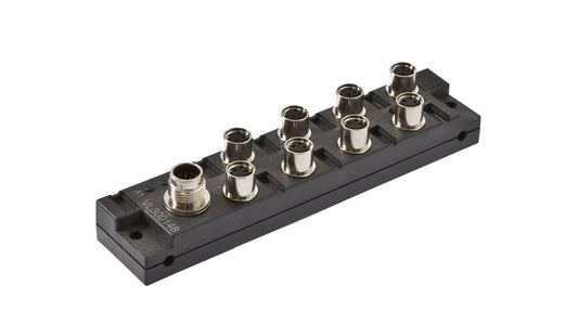 Moduł logiczny 26x136x30mm AND 4-krotny 10-30VDC złącze M8 żeńskie 3-PINowe złącze M12 męskie 12-PINowe IP67 VL300148