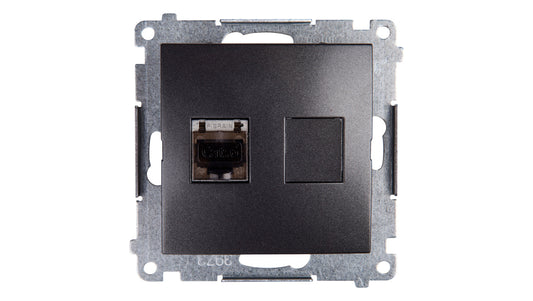 Simon 54 Gniazdo komputerowe pojedyncze RJ45 kat.6 ekranowane z przesłoną antracyt D61E.01/48