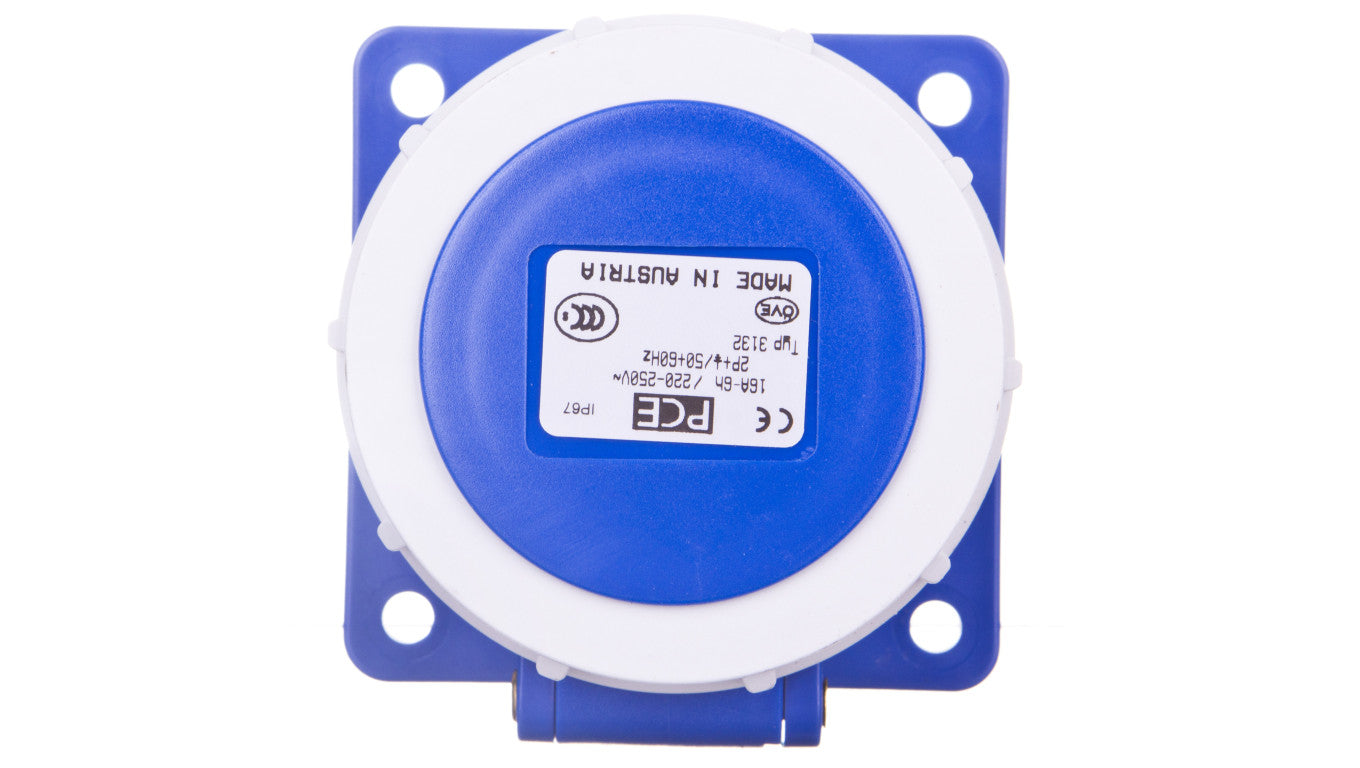 Gniazdo tablicowe 16A 3P 230V /75x75/ niebieskie IP67 POWER TWIST 3132-6