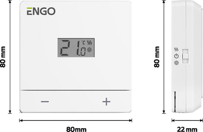 ENGO Controls EASY-24W - Przewodowy, natynkowy regulator temperatury, 24V, biały