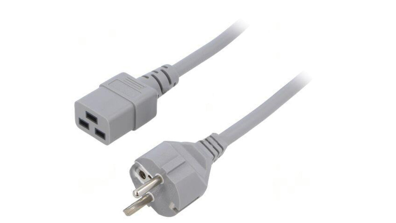 Kabel: 3x1,5mm2, CEE 7/7 (E/F) wtyk,IEC C19 żeński, 2m, 16A LT312+549 3X1.5 2.0M GRY