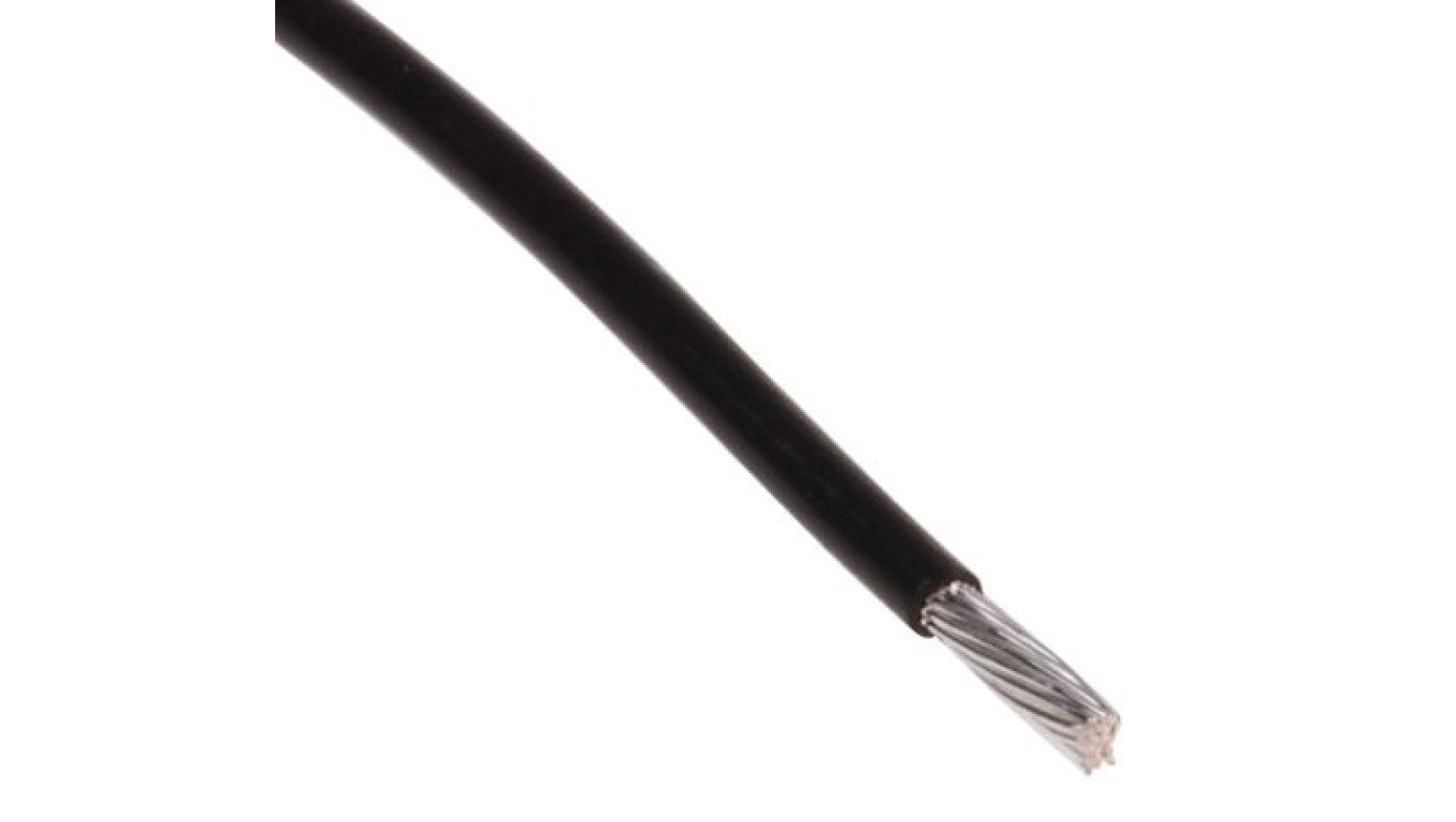 Przewód do urządzeń PTFE PTFE Czarny, 100m 0,34 mm² 19/0,15 mm, 300 V, -75→ +200 C., Ø 1.1mm, RS PRO BS3G210
