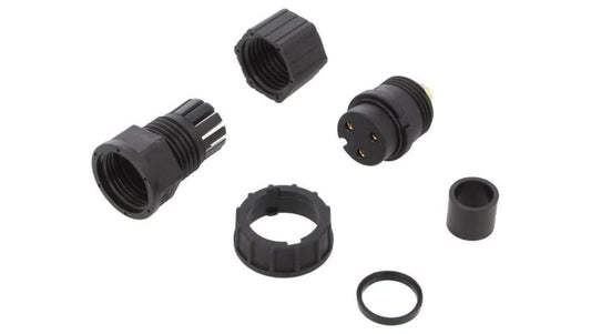 Złącze okrągłe wtyk rozmiar D żeński 3-PIN złocony 20A IP67 DC-03BFFB-LL7001